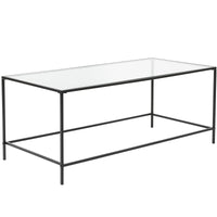 44" X 20.76" X 17.88" Coffee Table in Clear Glass with Black Base