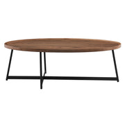 24" Black And Walnut Manufactured Wood Oval Coffee Table