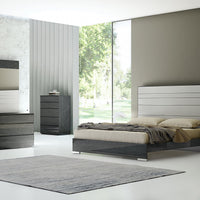 76" X 80" X 54" Grey Stainless Steel King Bed