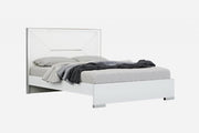 61" X 80" X 51" Gray Faux Leather &amp; Stainless Steel Queen Bed