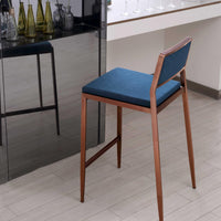 Luxury Teal Blue and Brushed Gold Counter Stool
