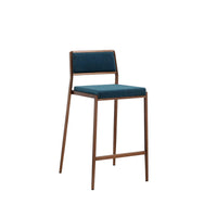 Luxury Teal Blue and Brushed Gold Counter Stool