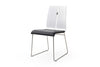 White and Black Faux Leather Metal Dining Chair