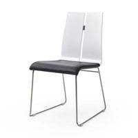 White and Black Faux Leather Metal Dining Chair