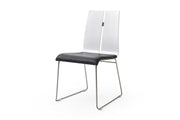 White and Black Faux Leather Metal Dining Chair