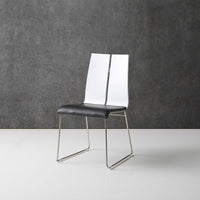 White and Black Faux Leather Metal Dining Chair