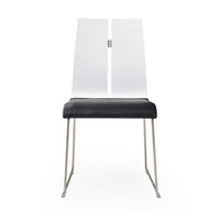 White and Black Faux Leather Metal Dining Chair