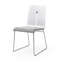 White and Grey Faux Leather Metal Dining Chair