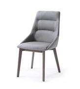 Set of 2 Grey Faux Leather Dining Chairs