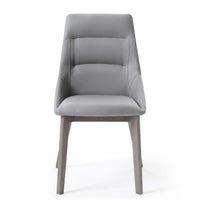 Set of 2 Grey Faux Leather Dining Chairs
