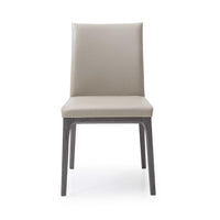 Set of 2 Taupe Faux Leather Dining Chairs