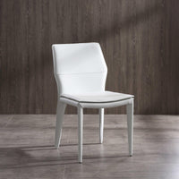 Set of 2 White Faux Leather Dining Chairs