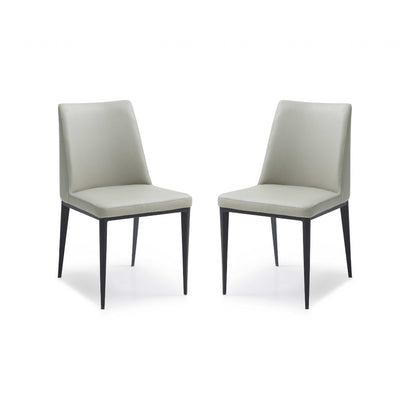 Set of 2 Light Grey Faux Leather and Metal Dining Chairs