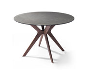 47" X 47" X 30" Walnut Veneer Solid Wood Extendable Dining Table