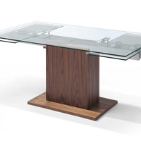Contemporary Glass Extendable Pedestal Dining Table