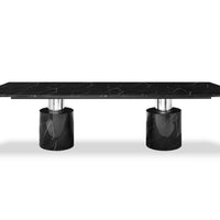 120" X 48" X 30" Black Marble Stainless Steel Dining Table