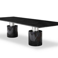 120" X 48" X 30" Black Marble Stainless Steel Dining Table