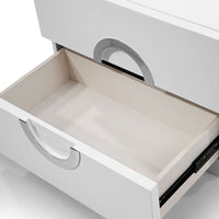 30" High Gloss Modern White Two Drawer Nightstand