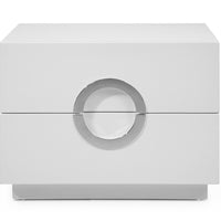 30" High Gloss Modern White Two Drawer Nightstand