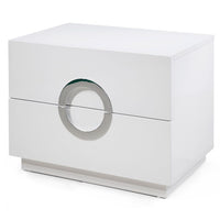 30" High Gloss Modern White Two Drawer Nightstand