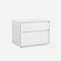 Simplistic White Gloss 2 Drawer Nightstand