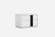 Contemporary White and Black 2 Drawer Nightstand