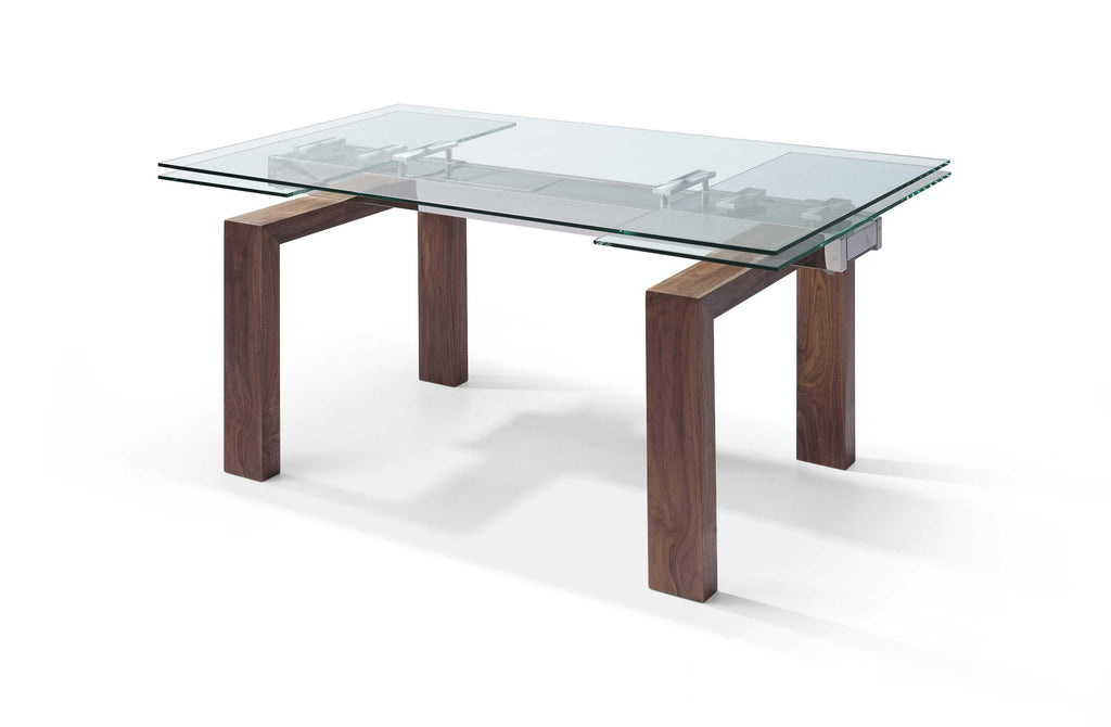 63" X 35" X 30" Walnut Solid Wood Extendable Dining Table