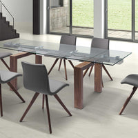 63" X 35" X 30" Walnut Solid Wood Extendable Dining Table