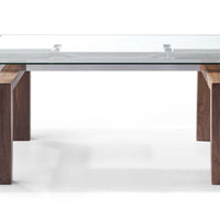 63" X 35" X 30" Walnut Solid Wood Extendable Dining Table