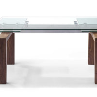 63" X 35" X 30" Walnut Solid Wood Extendable Dining Table