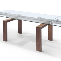 63" X 35" X 30" Walnut Solid Wood Extendable Dining Table