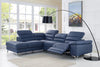 109" X 88" X 31" X 40" Navy Blue Leather Sectional