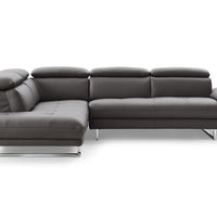 110" X 88" X 29"-37" Dark Gray Leather Sectional