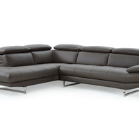 110" X 88" X 29"-37" Dark Gray Leather Sectional