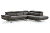 110" X 88" X 29" X 37" Dark Gray Leather Sectional and Chaise