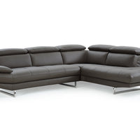 110" X 88" X 29" X 37" Dark Gray Leather Sectional and Chaise