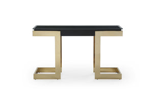 52" X 18" X 43" Black Polished Gold Stainless Console