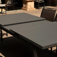 71" X 43" X 30" Gray Aluminum Extendable Dining Table