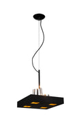 14" X 14" X 59" Black Stainless Steel Pendant Lamp
