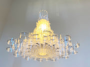 39" X 39" X 70" White Acrylic Pendant Lamp