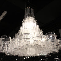 39" X 39" X 70" White Acrylic Pendant Lamp