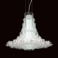 39" X 39" X 70" White Acrylic Pendant Lamp