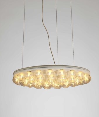 29 X 29 X 7 White Glass Metal Pendant Lamp