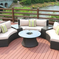 6 Piece Black Half Moon Outdoor Sectional Set with Ice Bucket