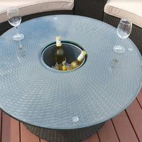 6 Piece Black Half Moon Outdoor Sectional Set with Ice Bucket