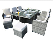 129" X 76" X 46" Gray 11Piece Outdoor Dining Set with Cushions