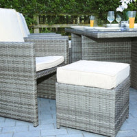 129" X 76" X 46" Gray 11Piece Outdoor Dining Set with Cushions