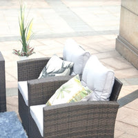 118.56" X 31.59" X 14.82" Brown 6-Piece Patio Conversation Set with Cushions and Storage Boxs