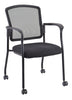 Black Mesh Fabric Rolling Guest Arm Chair