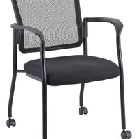 Black Mesh Fabric Rolling Guest Arm Chair